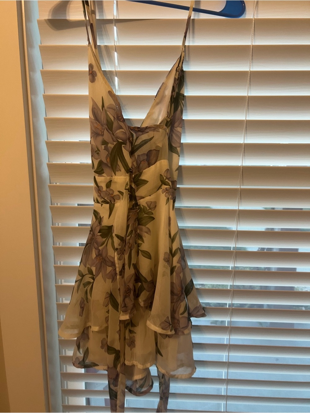 Aura Cream Floral Wrap Romper with Lavender Blooms - Picture 2 of 4